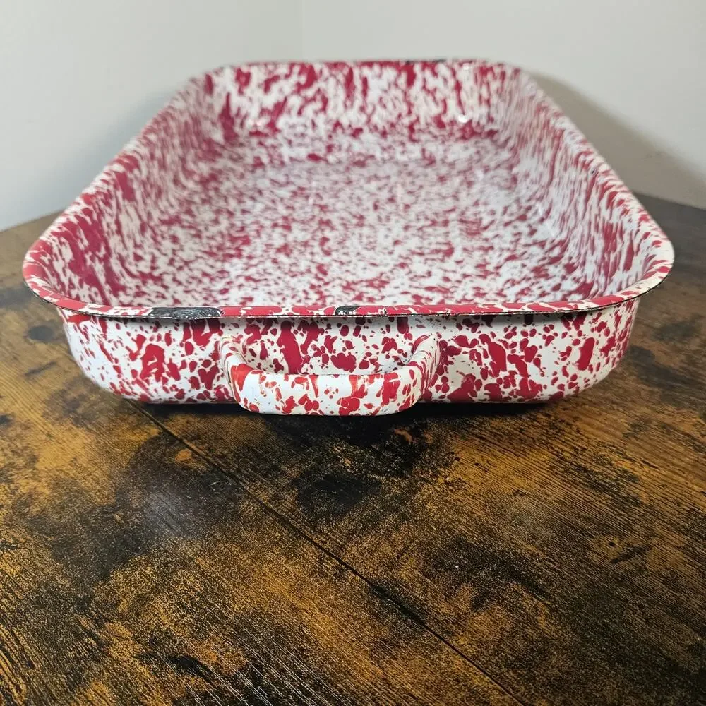 Crow Canyon Home Enamelware Red Splatter 15